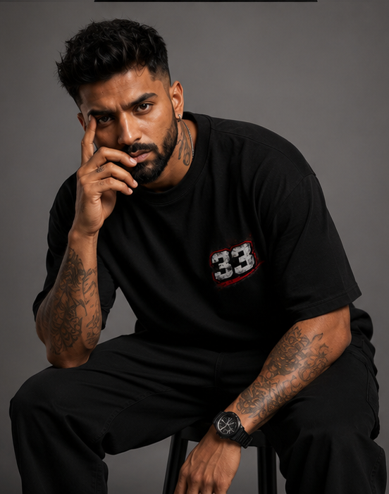 Hardik Pandya Inspired Oversized Black Graphic T-Shirt – Kung Fu Pandiya.