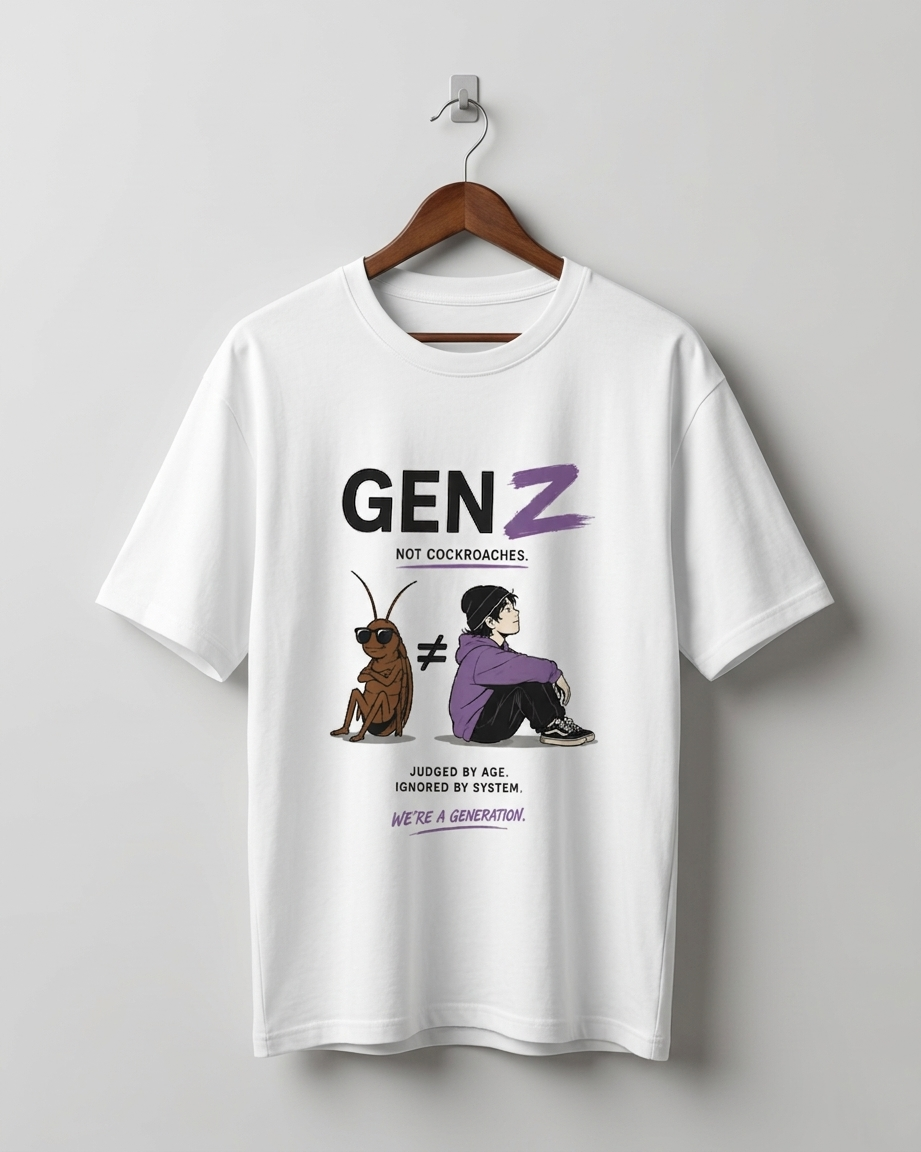 Gen Z not Cockroach Graphic Oversized White T-Shirt – 100% Premium Cotton