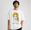 Bhagat Sing Inspired Still Alive Oversized White Graphic T-Shirt
