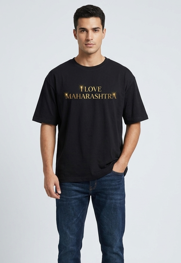 Maharashtra Pride Oversized T-Shirt – Black | Premium Graphic Back Print