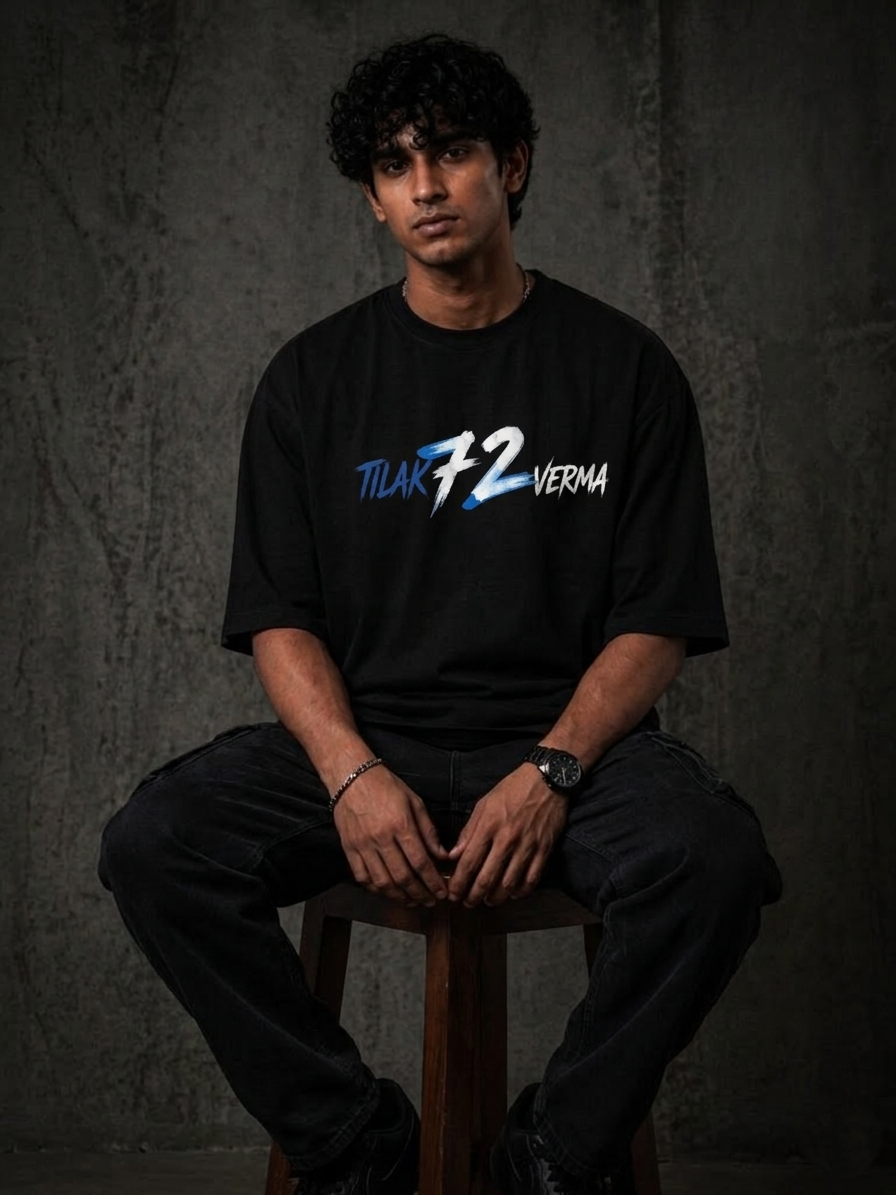 TILAK VERMA 72 - Fan Edition Oversized Black – Premium Cotton.