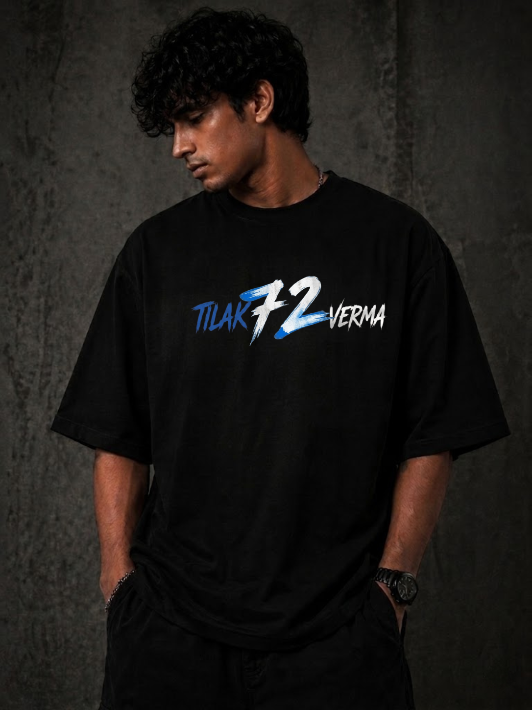 TILAK VERMA 72 - Fan Edition Oversized Black – Premium Cotton.