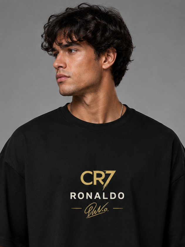CR7 Legacy Oversized T-Shirt Black – Minimal Ronaldo Edition