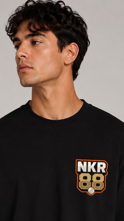 NKR 88 Oversized Black Graphic T-Shirt – Premium 100% Cotton
