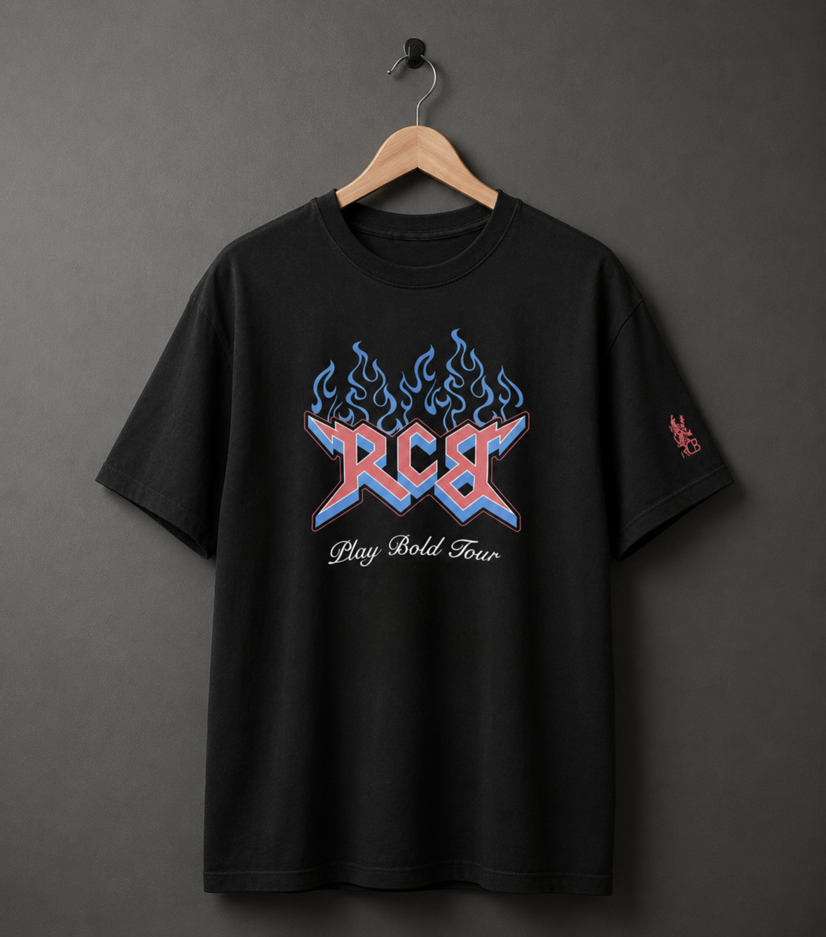 RCB “Play Bold Tour”  Oversized Black Graphic T-Shirt Edition 100% Cotton