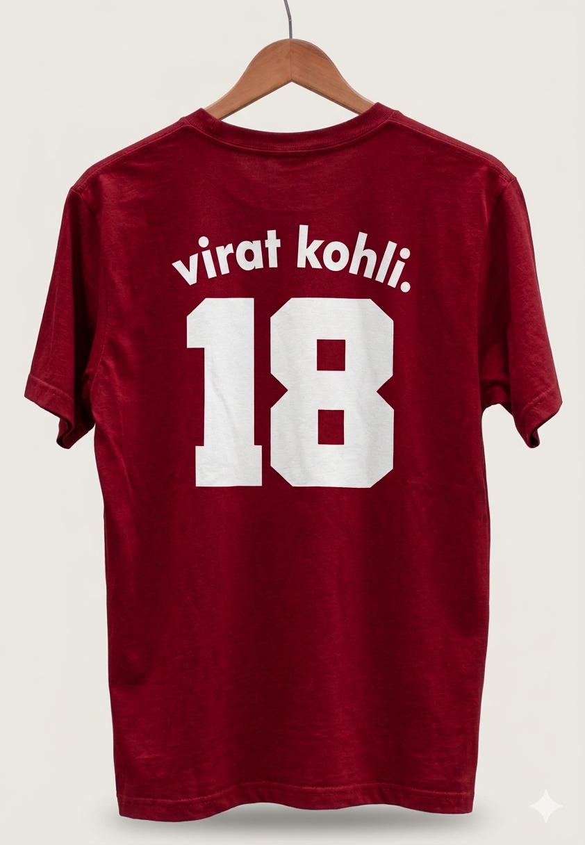 Virat Kohli 18 Legacy, Regular Fit Maroon T-Shirt 100% Premium Cotton 180 GSM
