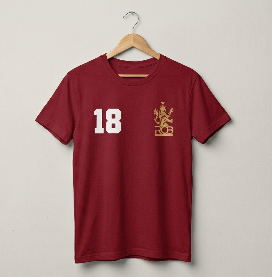 Virat Kohli 18 Legacy, Regular Fit Maroon T-Shirt 100% Premium Cotton 180 GSM
