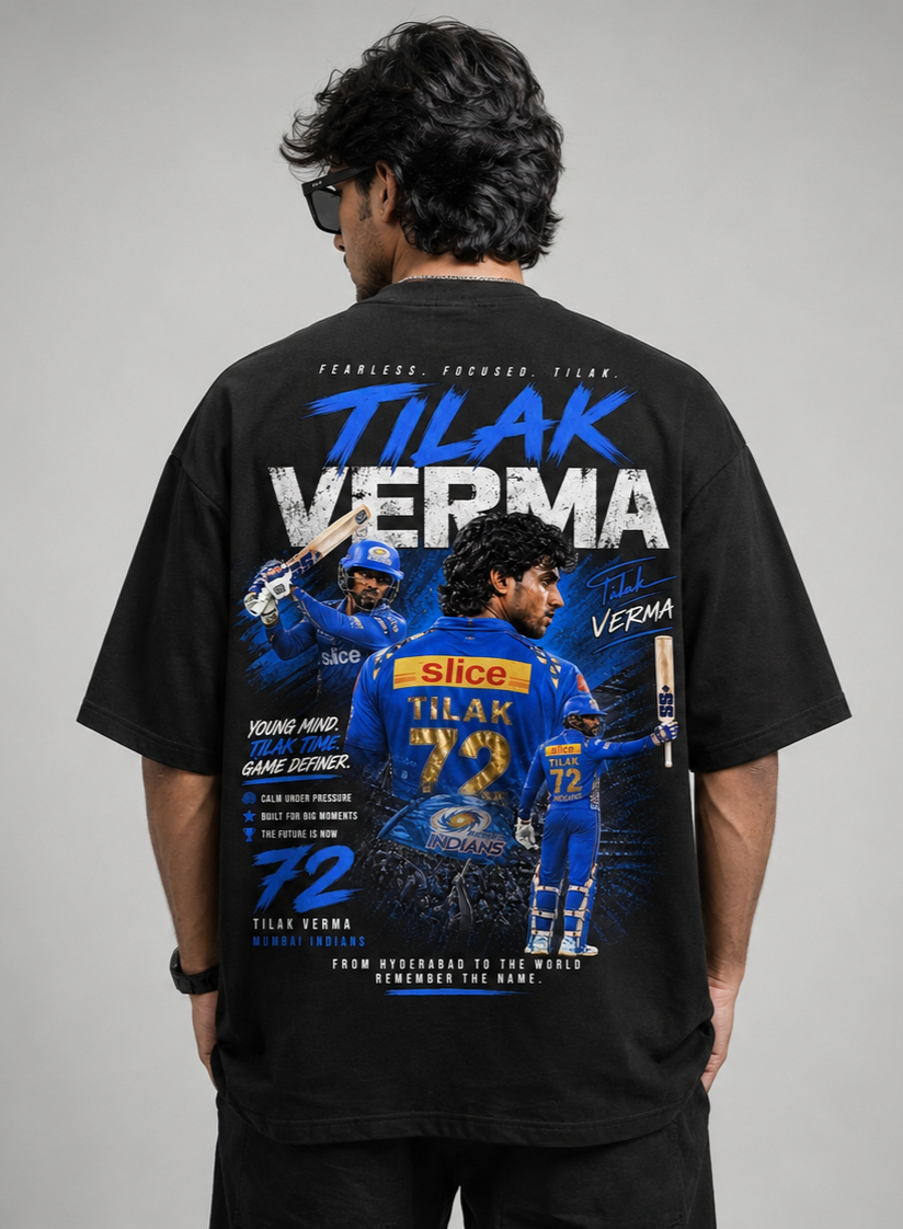 TILAK VERMA 72 - Fan Edition Oversized Black – Premium Cotton.
