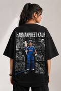 Harmanpreet Kaur Tribute Graphic Oversized Black T-Shirt – Women's Cricket Fan Tee