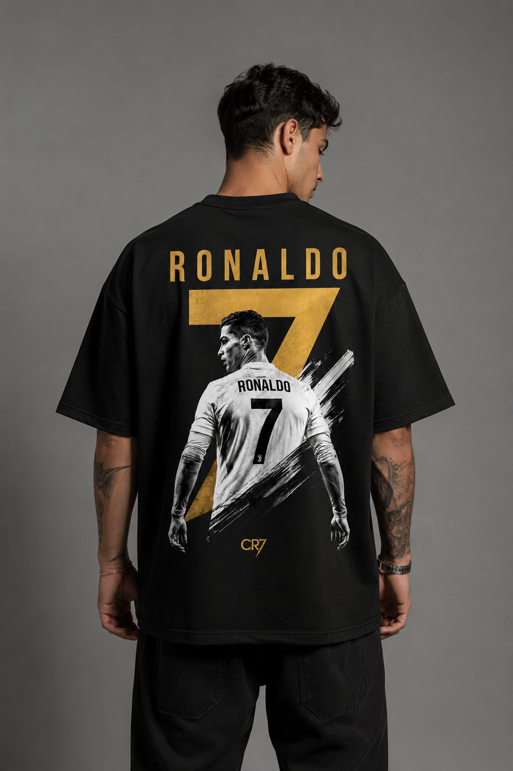 CR7 Legacy Oversized T-Shirt Black – Minimal Ronaldo Edition