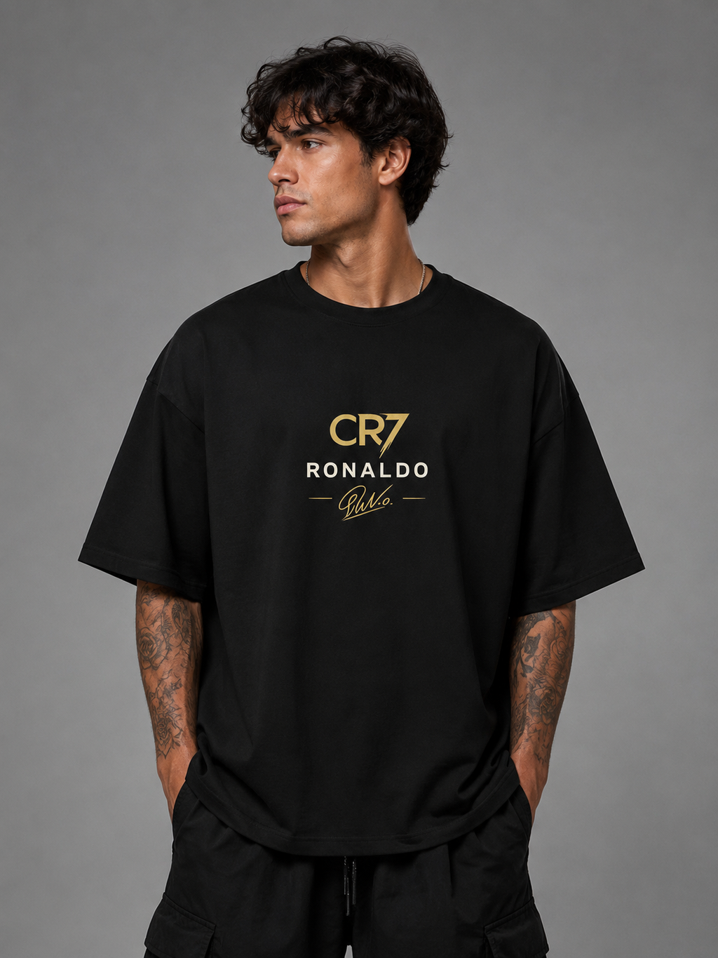 CR7 Legacy Oversized T-Shirt Black – Minimal Ronaldo Edition