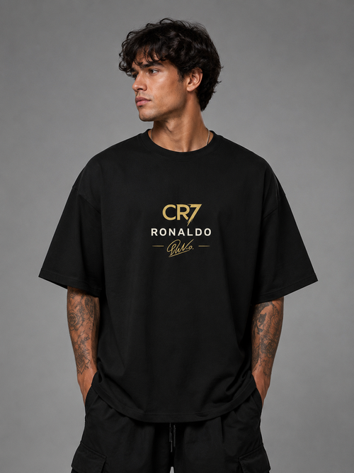 CR7 Legacy Oversized T-Shirt Black – Minimal Ronaldo Edition