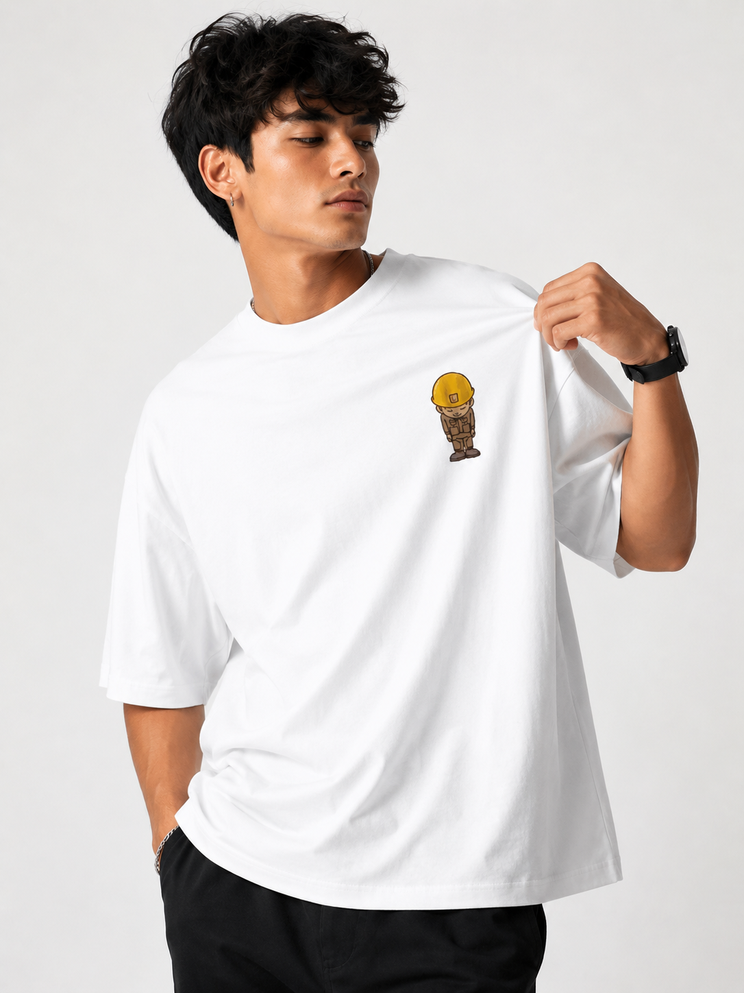 Work In Progress Graphic Oversized White T-Shirt.
