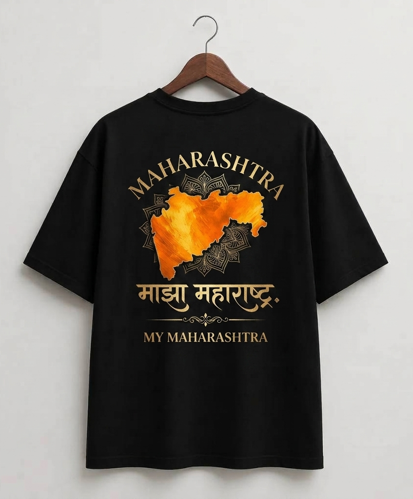 Maharashtra Pride Oversized T-Shirt – Black | Premium Graphic Back Print