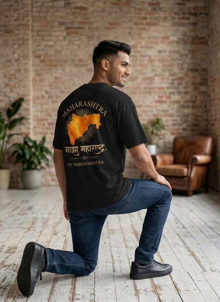 Maharashtra Pride Oversized T-Shirt – Black | Premium Graphic Back Print