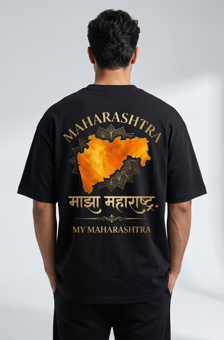 Maharashtra Pride Oversized T-Shirt – Black | Premium Graphic Back Print