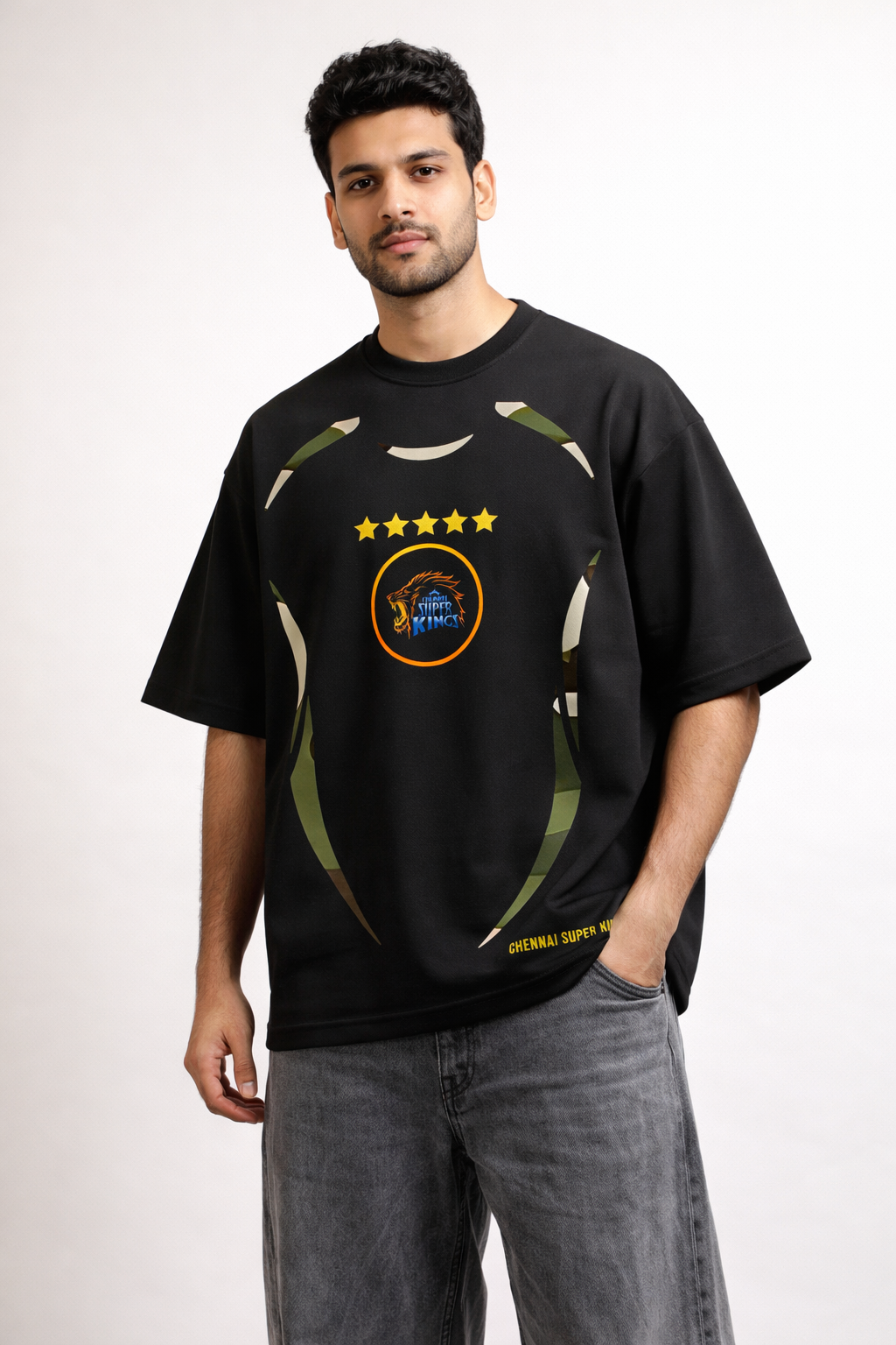 Chennai Super Kings, MS Dhoni 7 – IPL Fan Edition Oversized T-Shirt Fan Jersey |
