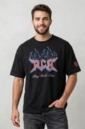 RCB “Play Bold Tour”  Oversized Black Graphic T-Shirt Edition 100% Cotton