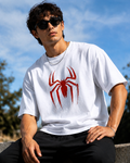 Red Spider Graphic Oversized White T-Shirt. Spiderman inspired.