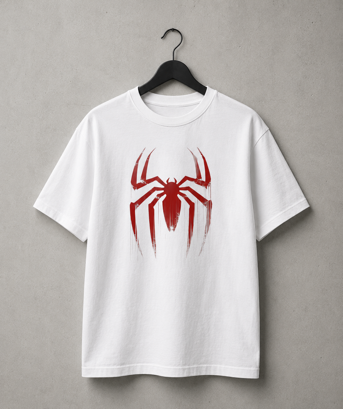 Red Spider Graphic Oversized White T-Shirt. Spiderman inspired.