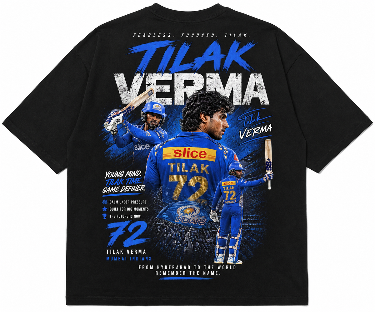 TILAK VERMA 72 - Fan Edition Oversized Black – Premium Cotton.