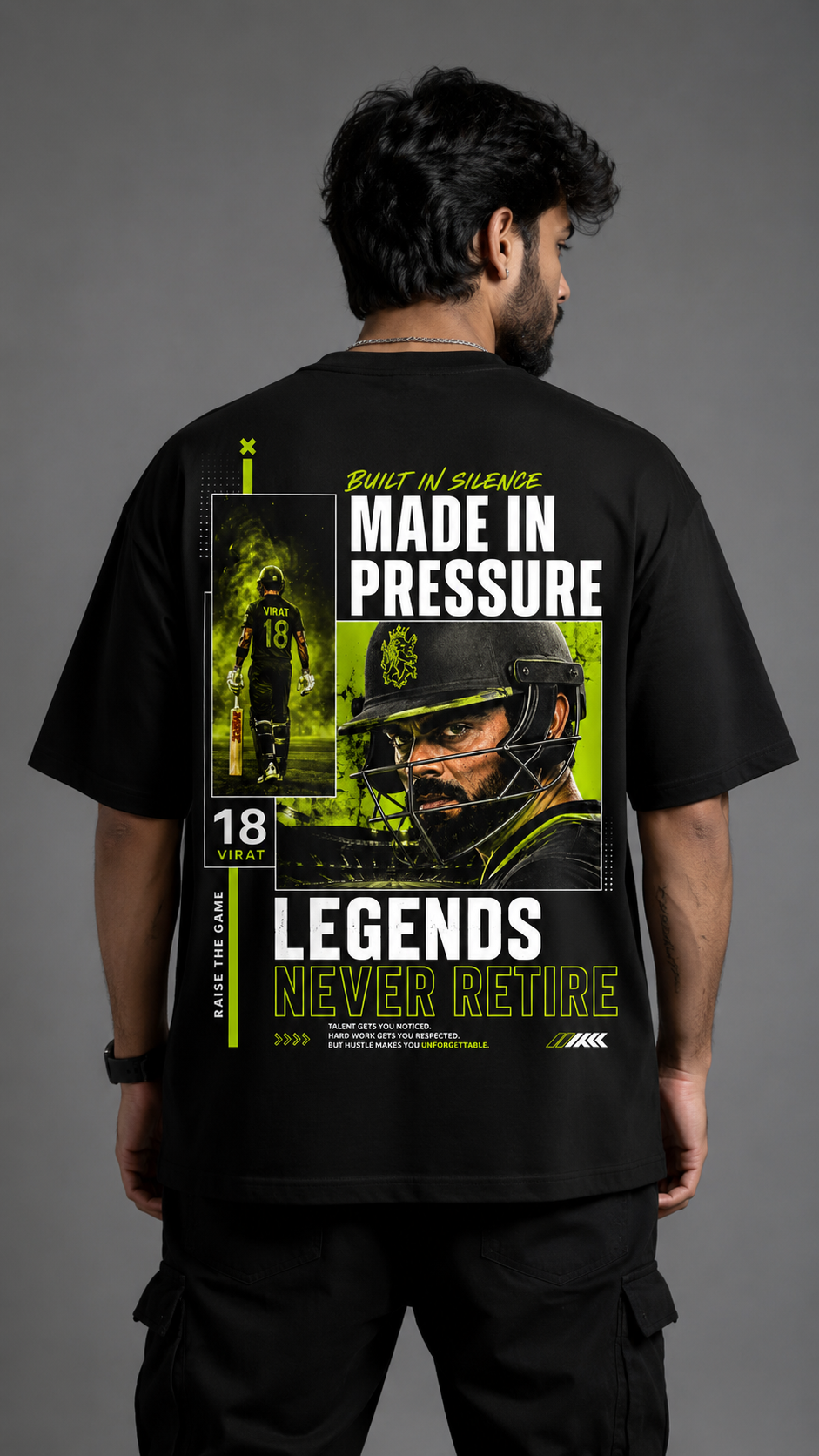 Virat Kohli Inspired Oversized Graphic Black T-Shirt  | Premium 100% Cotton