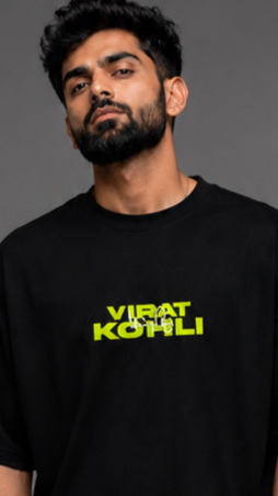Virat Kohli Inspired Oversized Graphic Black T-Shirt  | Premium 100% Cotton