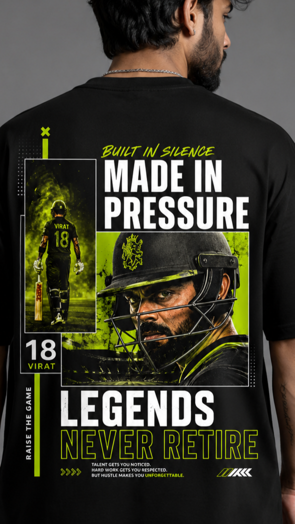 Virat Kohli Inspired Oversized Graphic Black T-Shirt  | Premium 100% Cotton