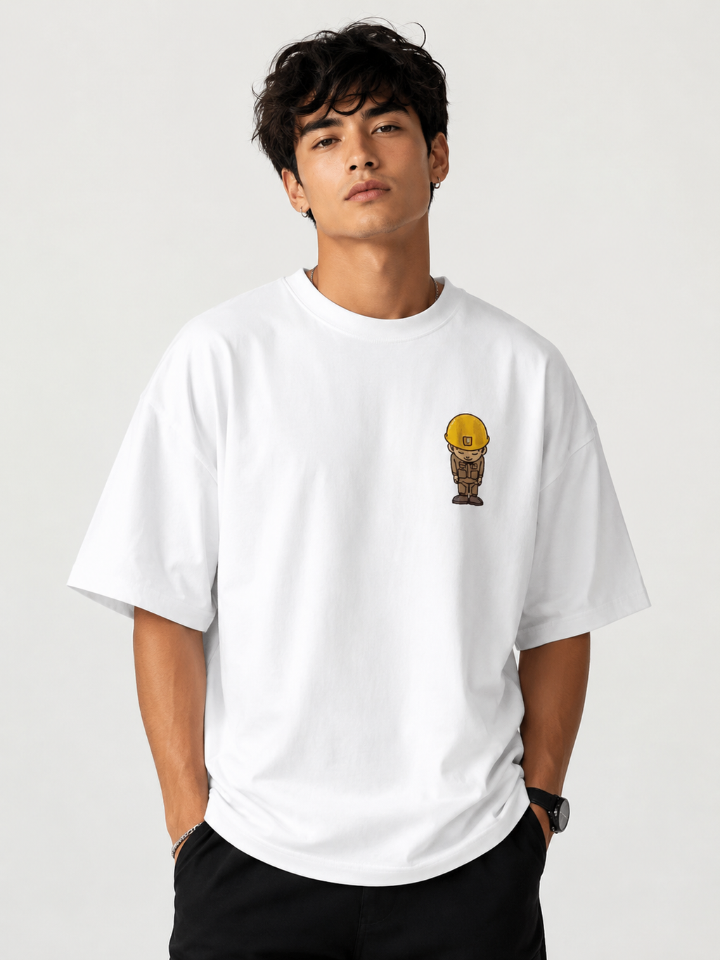 Work In Progress Graphic Oversized White T-Shirt.