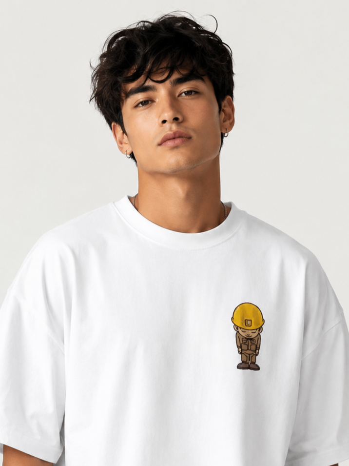 Work In Progress Graphic Oversized White T-Shirt.