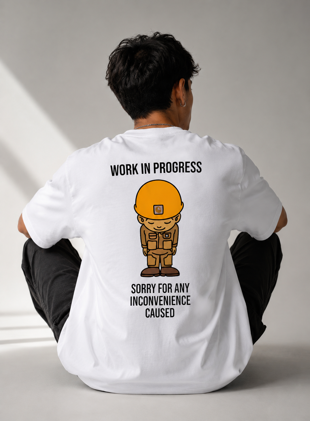Work In Progress Graphic Oversized White T-Shirt.